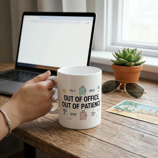 Borta från kontoret Utan tålamod Rolig semester ar Kaffemugg