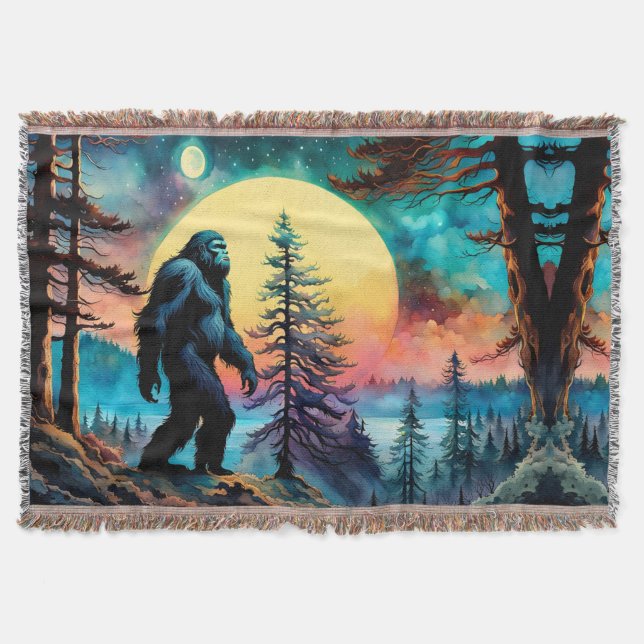 Borta fyrkantigt färglöst Sasquatch liggande Filt (Framsidan)
