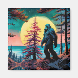 Borta fyrkantigt färglöst Sasquatch liggande Magnet