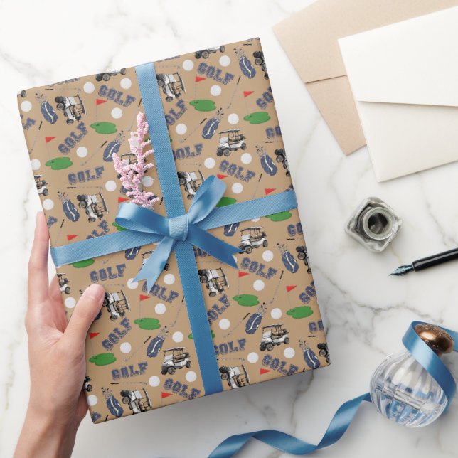 Borta Golfing på Wood Brown Presentpapper (Gifting)