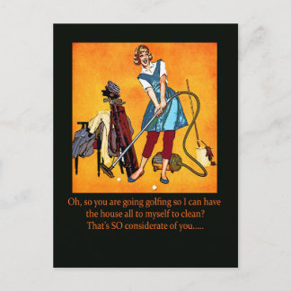 "Borta Golfing" Vykort