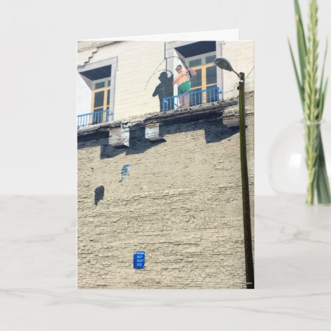 Borta gratulationskort för fiskedosering kort (Framsida)