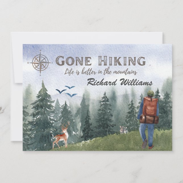 Borta hiking Life är bättre bergshiker-Hjort Inbjudningar (Framsida)