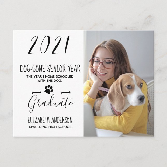 Borta högårsklass för hund 2021-Student-foto Meddelande Vykort (Framsida)
