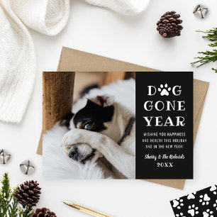 Borta hund Svart fotfoto med nyans Julkort