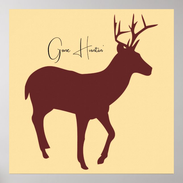 Borta Huntin'Hjort Wildlife Poster (Framsidan)