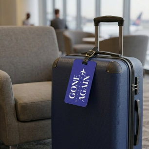 Borta Igen Marinblå Minimalistisk Flygplansresa Bagagebricka
