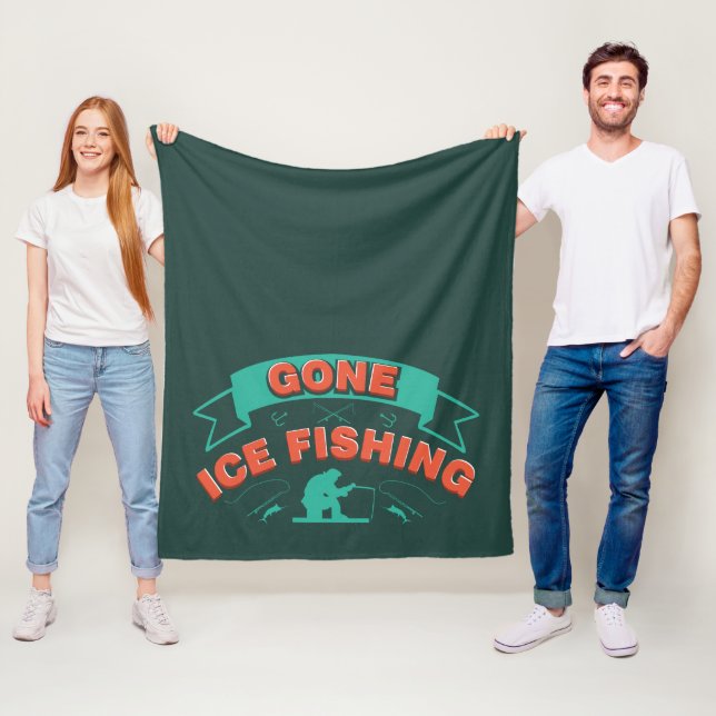 Borta Isfiske Vinter Hobby Nyhet Fleecefilt (På plats)
