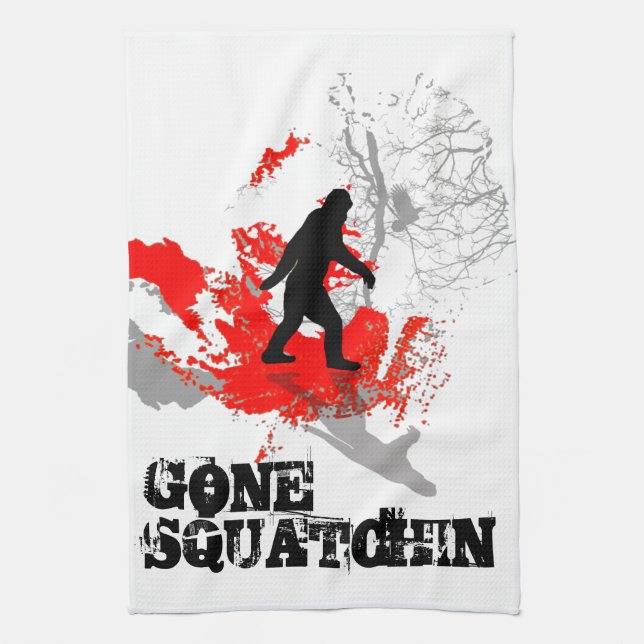 Borta kvadrat, svart bigfoot kökshandduk (Vertikal)