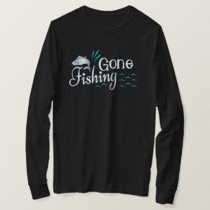 Borta Långärmaden för fiske T-Shirt