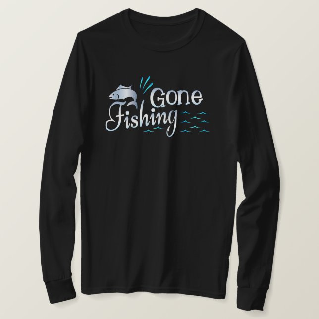 Borta Långärmaden för fiske T-Shirt (Design framsida)