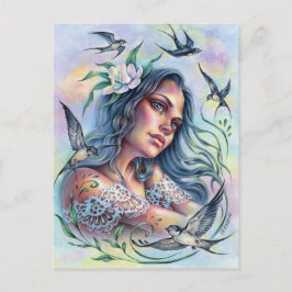 Borta med Svalor Postkort Sommar Glädje Fåglar Vykort