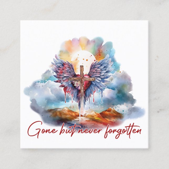 Borta men aldrig glömd fyrkantigt visitkort (Framsida)