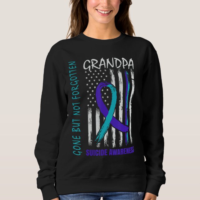Borta men inte glömd farfar självmordsmedvetenhet  t shirt (Framsida)