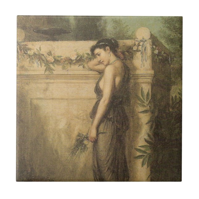 Borta men inte glömd (John William Waterhouse) Kakelplatta (Framsidan)