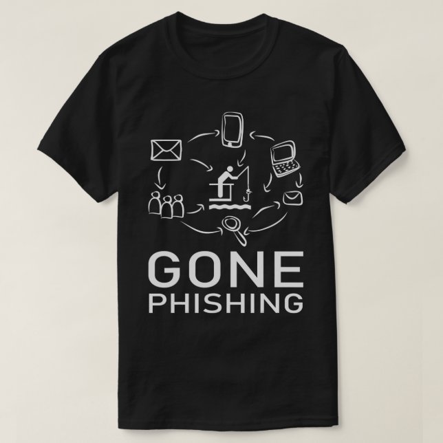 Borta nätfiskefunktion för datorns cybersäkerhetsh t shirt (Design framsida)