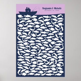 Borta och fiskar gästbokposter - 150 signaturer poster