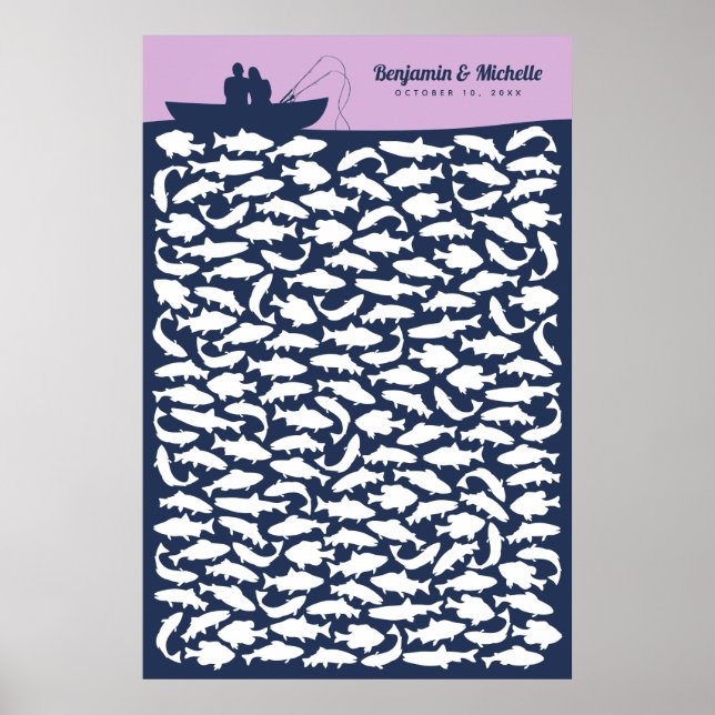 Borta och fiskar gästbokposter - 150 signaturer poster (Framsidan)