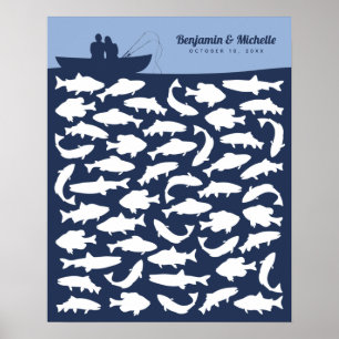 Borta och fiskar Gästbokstavla - 50 Signaturer Poster