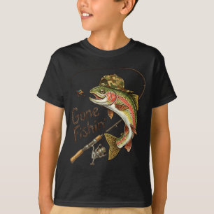 Borta och fiskar Kamouflage Forell Fisk Vintage fi T Shirt