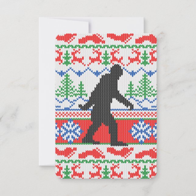 Borta Sasquatch-ful Ugly Christmas Sweater Stickad Inbjudningar (Framsida)