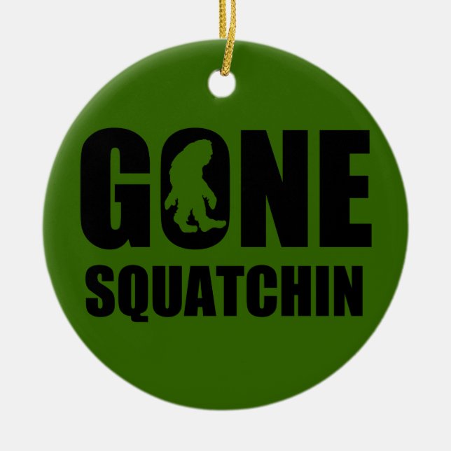 Borta Squatchin 3 Julgransprydnad Keramik (Framsidan)