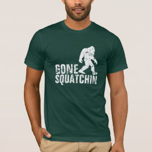 Borta Squatchin - bedrövad vit Tee