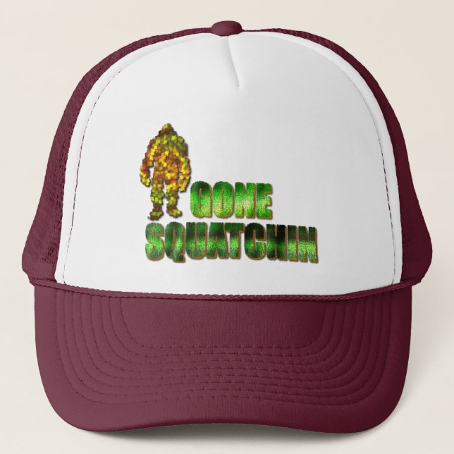 Borta Squatchin: Bobo hittar aldrig Bigfoot Truckerkeps (Framsida)