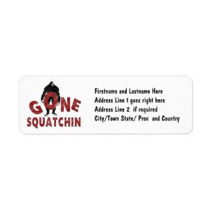 Borta Squatchin - Crayon Stil Squatcher Returadress Etikett