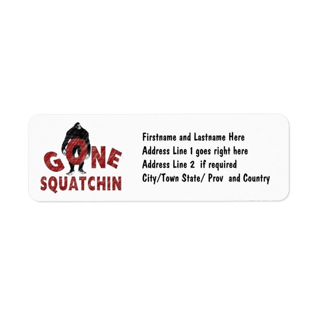 Borta Squatchin - Crayon Stil Squatcher Returadress Etikett (Framsidan)