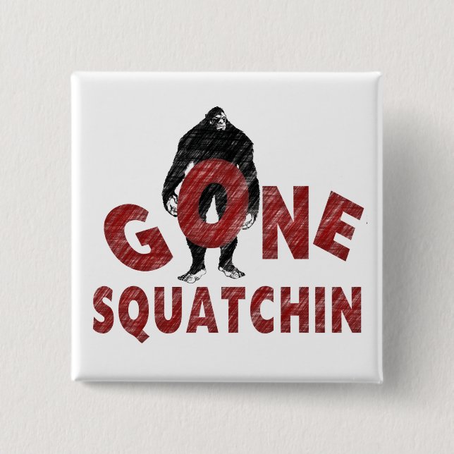 Borta Squatchin - Crayonstil Squatcher Knapp (Framsida)
