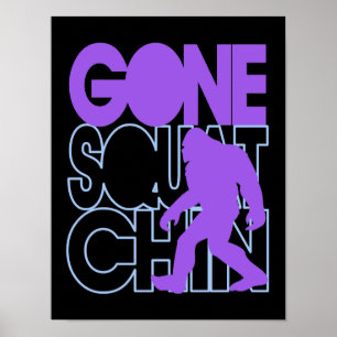 Borta Squatchin - lilor och blått Poster