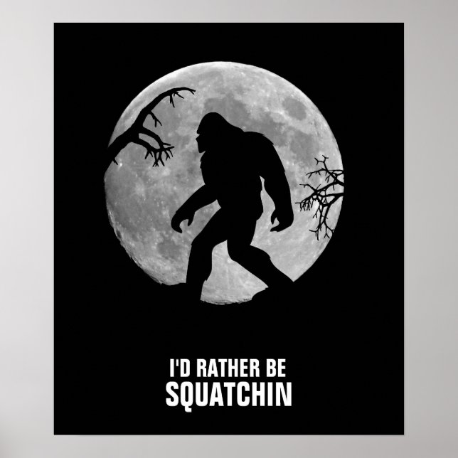 Borta Squatchin med måne och silhuette Poster (Framsidan)