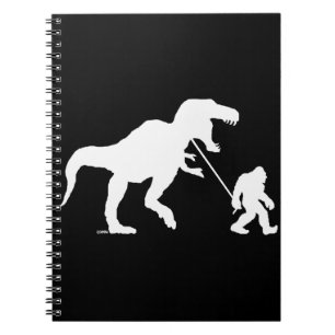 Borta Squatchin med T-rex Anteckningsbok Med Spiral