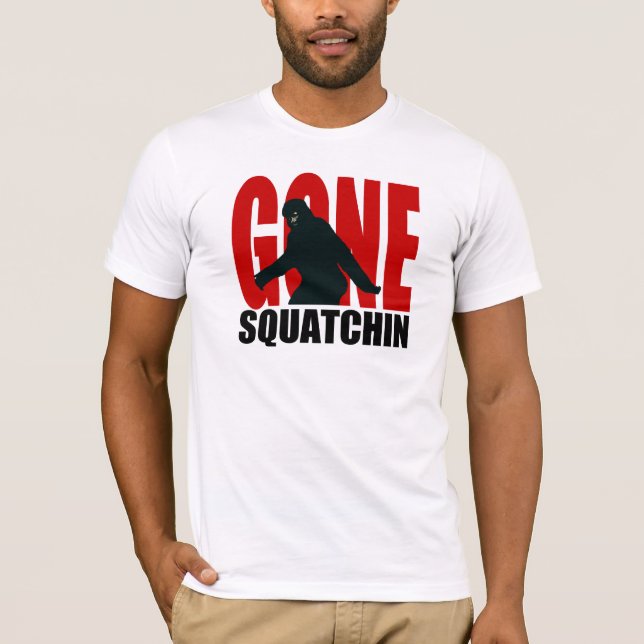Borta Squatchin (rött & svart) T Shirt (Framsida)