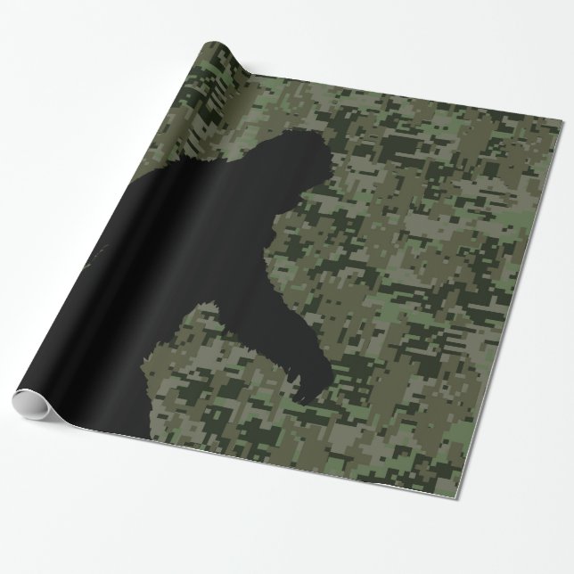 Borta Squatchin Silhouette på digitalkamouflage Presentpapper (Utrullad)