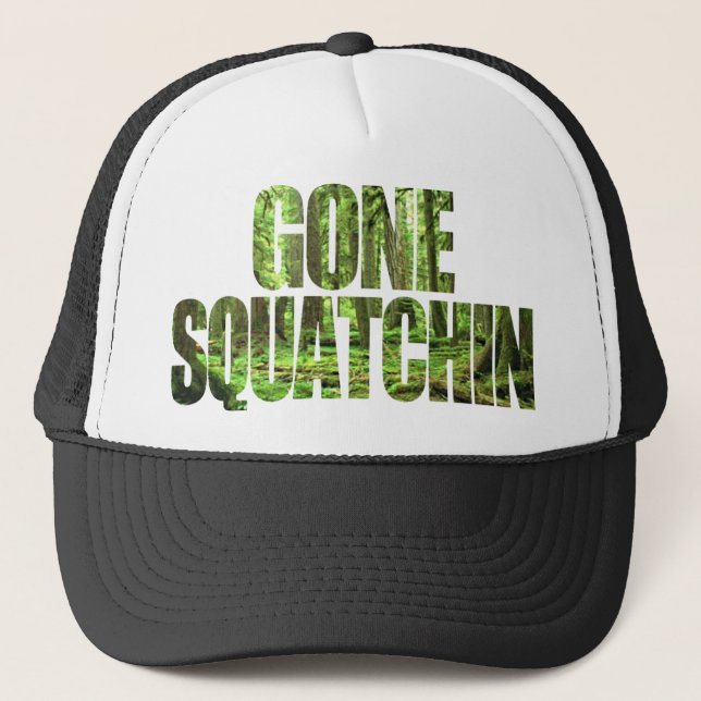 Borta Squatchin ** speciell djup skogupplaga ** Keps (Framsida)