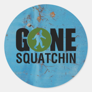 Borta Squatchin vintage Runt Klistermärke