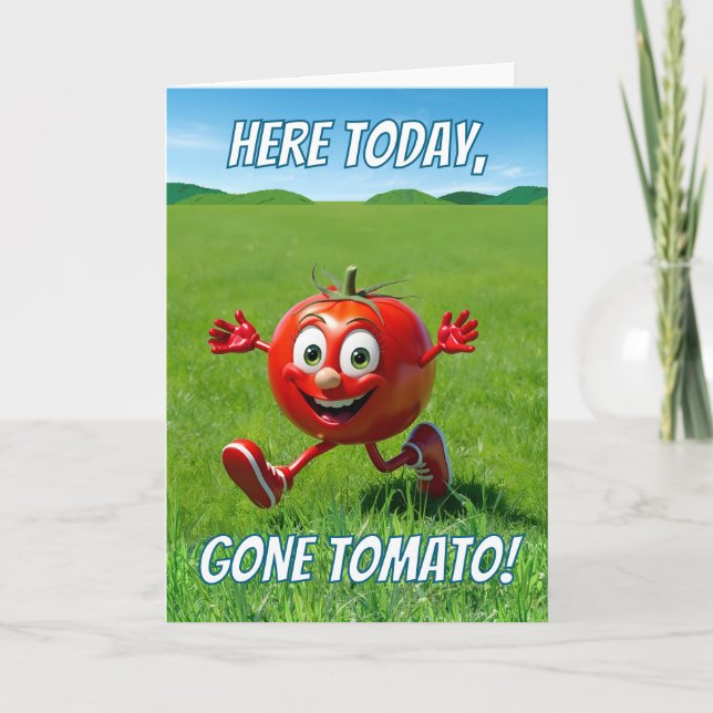 Borta Tomato Ketchup Pun-Tecknad Kort (Framsida)