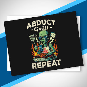 Bortför Grill Upprepa Retro BBQ Utomhusfest Rolig Helg Vykort