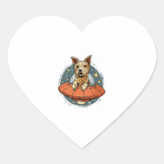 Bortförande av Hund - UFO Beaming Valp Hjärtformat Klistermärke