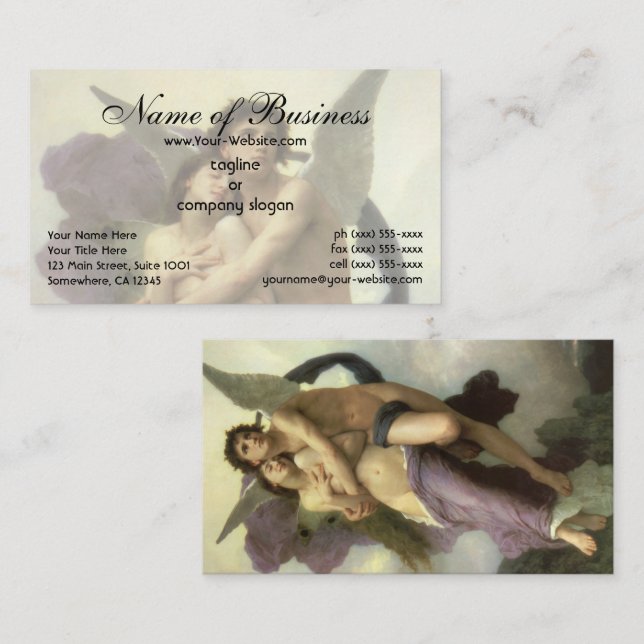 Bortförande (Rovdrift) av Psyche av Bouguereau Visitkort (Fram/baksida)