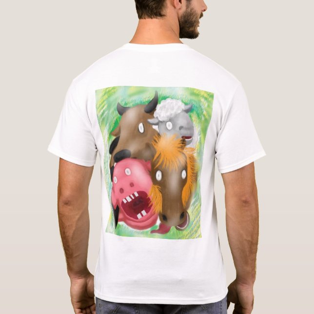 Bortförd av Gud Rolig Tecknad Djur T-Shirt (Baksida)