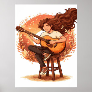 Bortkommen i musiken Mysig Gitarrspelare Estetisk  Poster