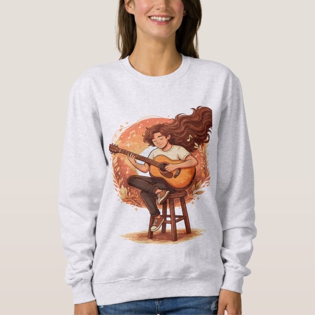 Bortkommen i musiken Mysig gitarrspelare Estetisk  T Shirt (Framsida)