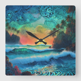 Bortom Blues-Sjölandskapet Fyrkantig Klocka