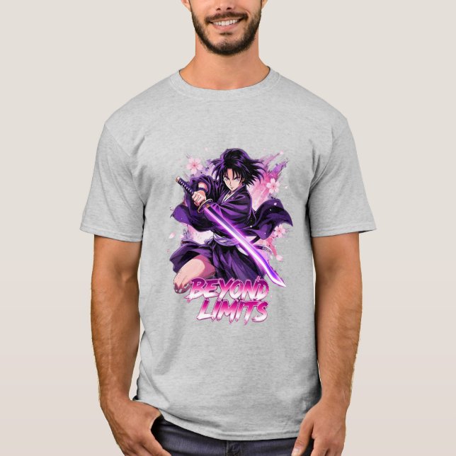 Bortom gränserna – Anime-stil Katana Warrior Grafi T Shirt (Framsida)