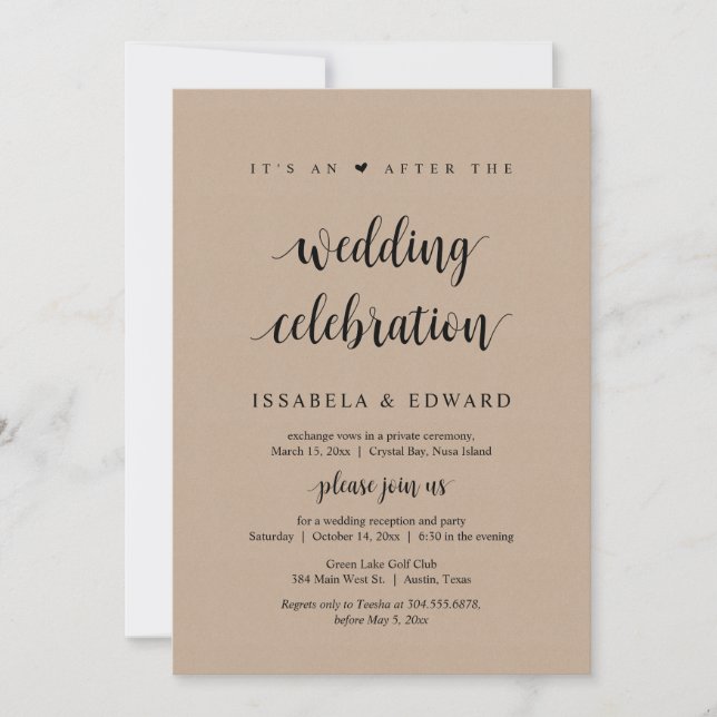 Bortrösning, Det är en efter bröllopsfest, Kraft Inbjudningar (Framsida)