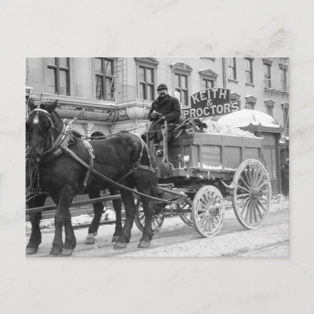 Borttagning av snö, 1908 vykort (Framsida)