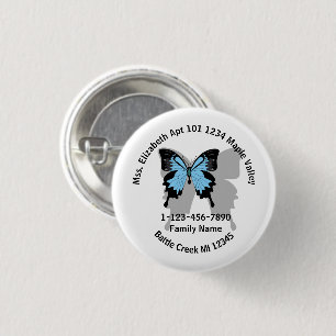Borttappad Blue Backfly Family Home Adress Knapp
